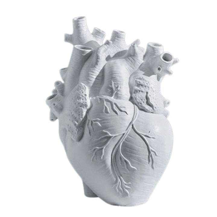 Декоративна ваза, модел анатомично сърце, цвят бял, 17 СМ
