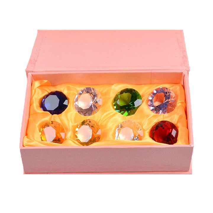 Set 8 cristale decorative, Sticla, 30mm, Multicolor