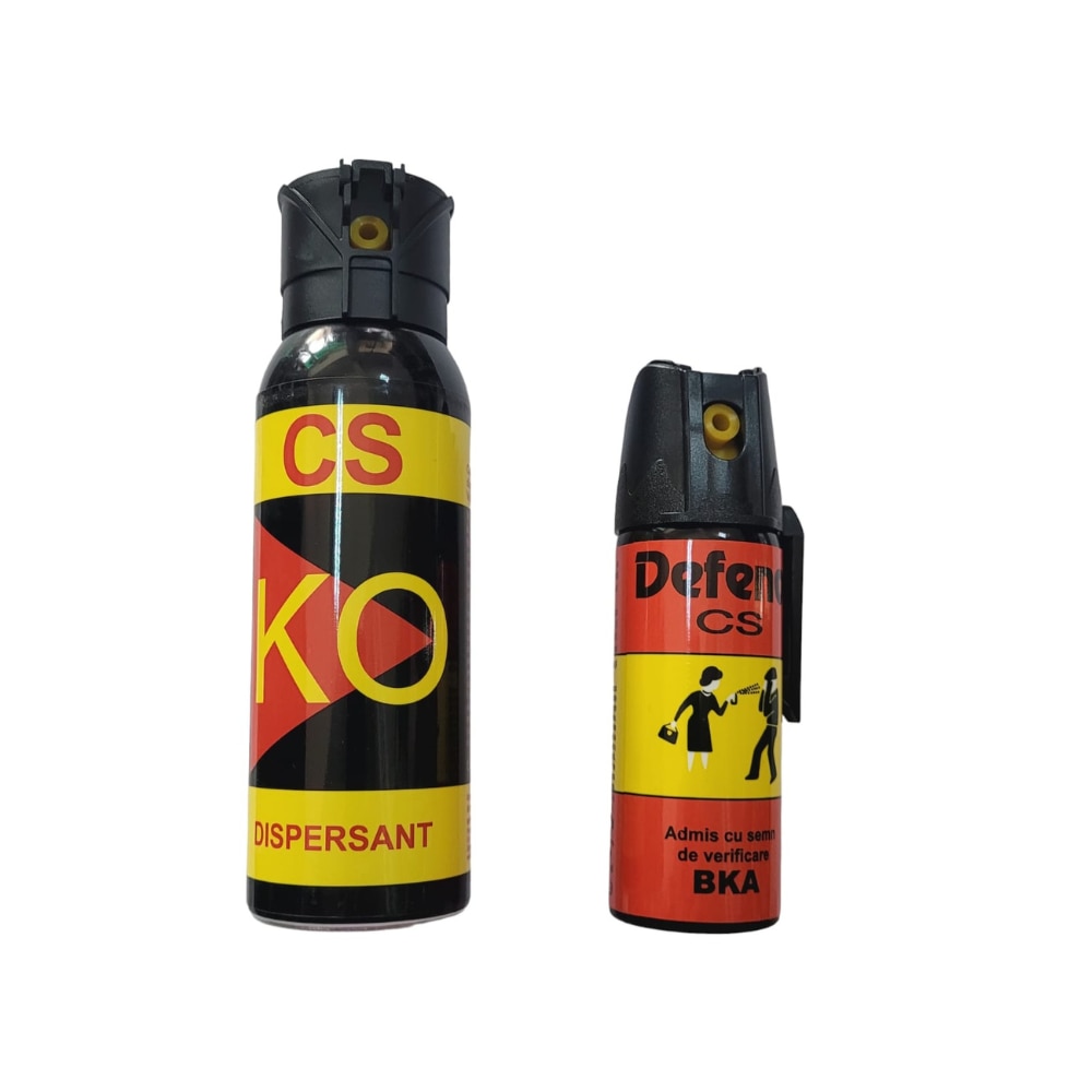 Set spray autoaparare paralizant cu gaz CS iritant si lacrimogen, de 50 ...