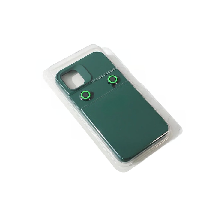 Husa pentru Apple iPhone 15 Pro Max, Flippy, din Silicon Lichid, Interior din Microfibra, Lentile Fosforescente de Protectie Camera, Anti Amprenta, Rezistenta la Socuri, Verde