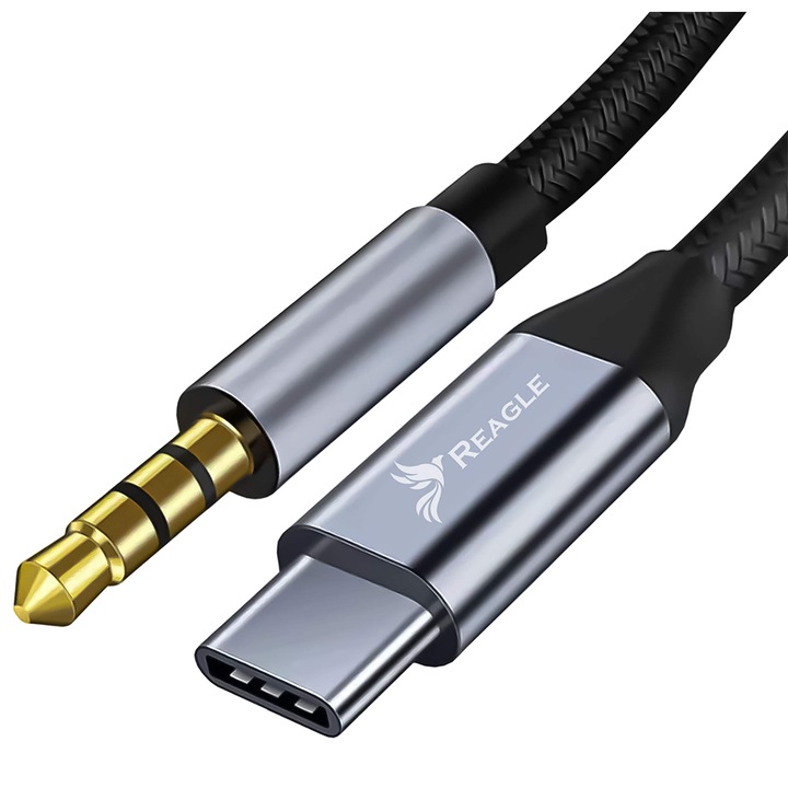 USB-C audioadapter kábel Mini Jack 3,5 mm AUX Type C 1,5 m Reagle Audio Digital