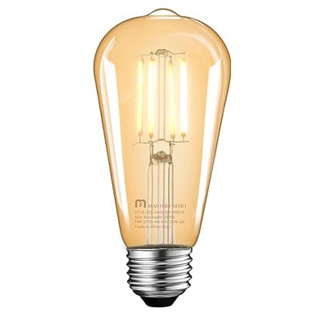 Set 6 becuri vintage e27, nereglabile 2500K alb cald, 4W (echivalent ...
