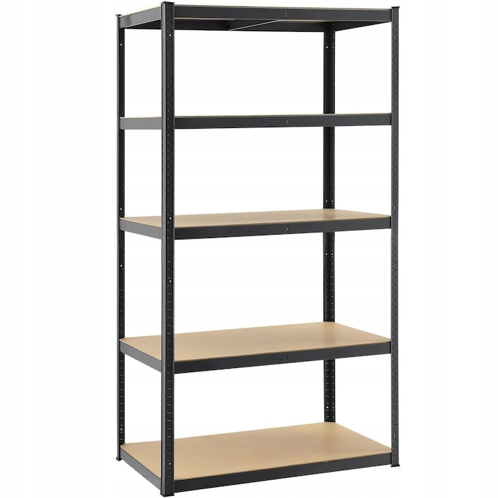 Стелаж за съхранение CHOMIK, 5 рафта, 180x90x30, товароносимост 875 кг, MDF, черен