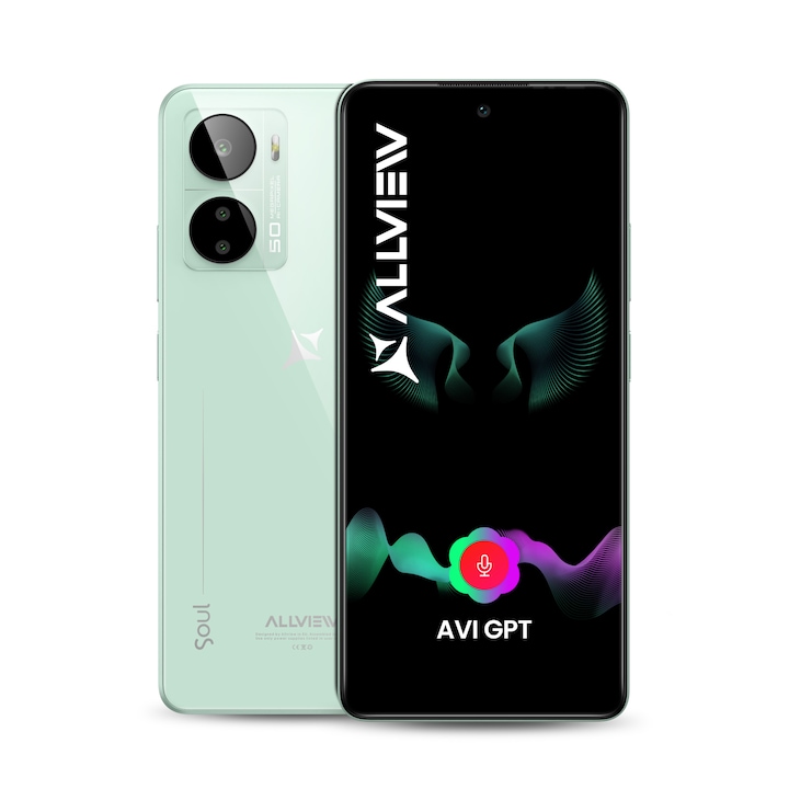 Мобилен телефон Allview Soul X20 Mint, две SIM карти, осем ядра, 8 GB, 128 GB, Android 13, процесор Mediatek G99, тройна камера 50 MPX