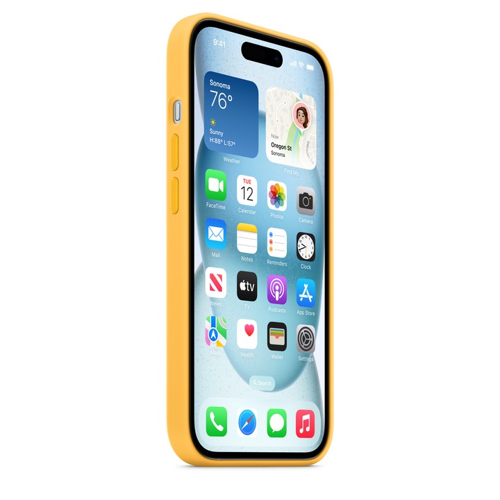 Husa de protectie Apple Silicone Case with MagSafe pentru iPhone 15, Sunshine