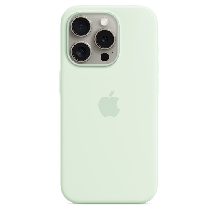 Husa de protectie Apple Silicone Case with MagSafe pentru iPhone 15 Pro, Soft Mint