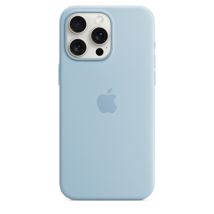 Husa de protectie Apple Silicone Case with MagSafe pentru iPhone 15 Pro Max, Light Blue