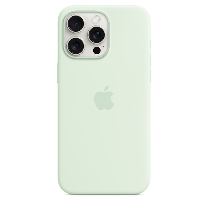 Husa de protectie Apple Silicone Case with MagSafe pentru iPhone 15 Pro Max, Soft Mint