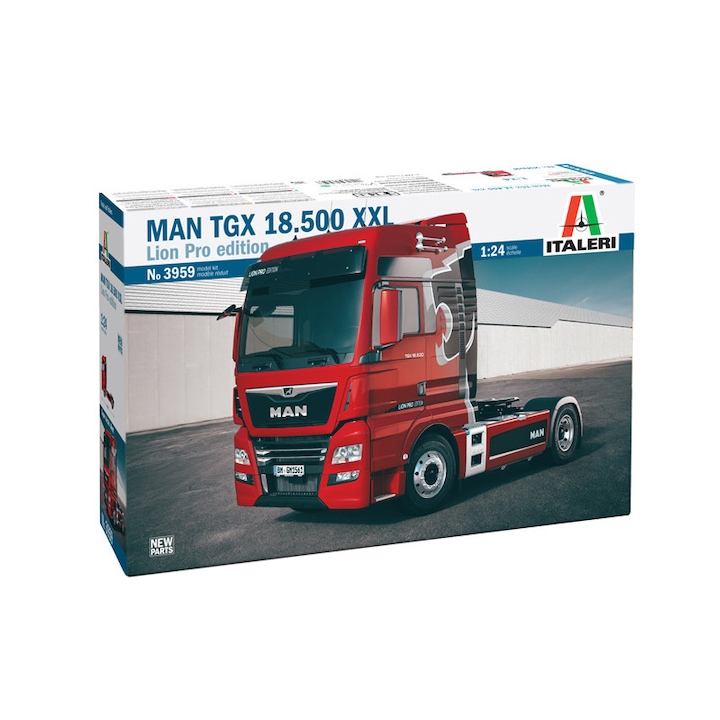 Kit de construit camion MAN TGX 18.500 XXL Lion Pro Edition, Lungime 25.7 cm, Scara 1:24, 14+