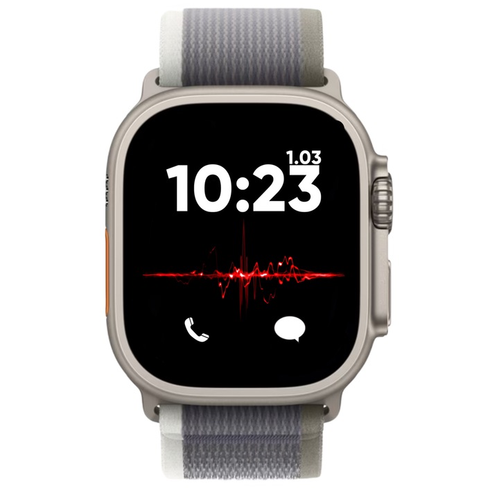 HexaCraft okosóra, érintőképernyő, AMOLED képernyő, hangasszisztens, állapotfigyelő, fitnesz, vízesés menü, mesterséges intelligencia tárcsa, víz- és ütésálló, szürke