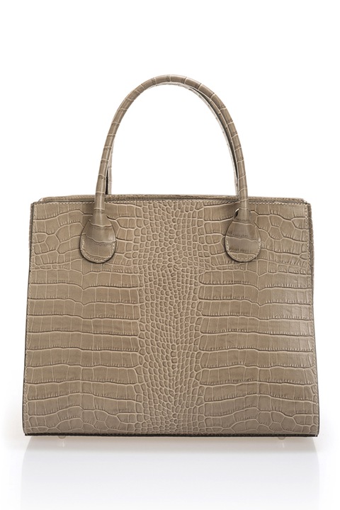 Massimo Castelli, Geanta tote de piele cu model piele de crocodil, Maro taupe