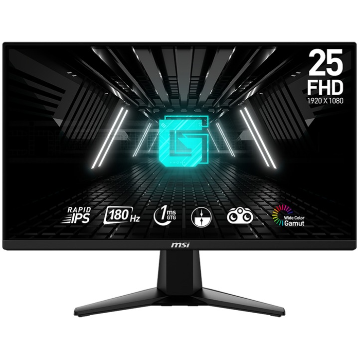 MSI G255F Gaming LED monitor, IPS, 24.5", FHD, 180Hz, DisplayPort, HDMI, 1ms, True Color, Night Vision, Fekete