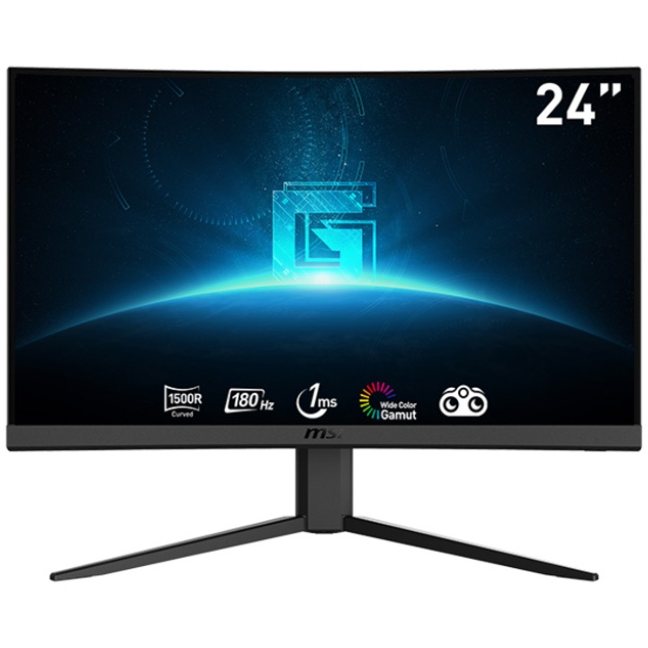 Monitor Gaming LED, MSI G24C4 E2 VA, 23,6" Full HD, ívelt 1500R, 180 Hz, Display Port & 2 HDMI, 1 ms, True Color, Night Vision