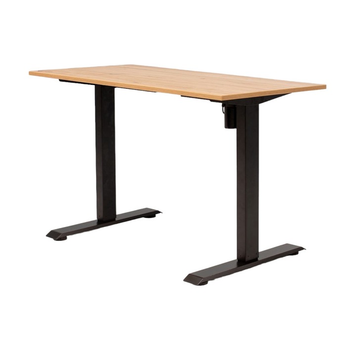 Elektromos állítható asztal IntelliDesk 2 motoros, digitális vezérlő memóriával, ütközésgátló rendszer, fekete keret, tölgyfa teteje 120x60 cm