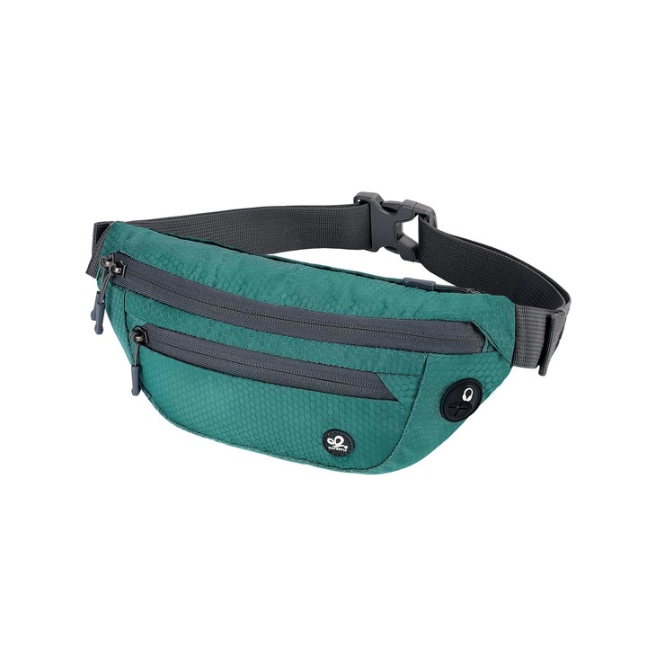 Sporttáska, WATERFLY, Nylon, 30x14x5 cm, Zöld/Szürke