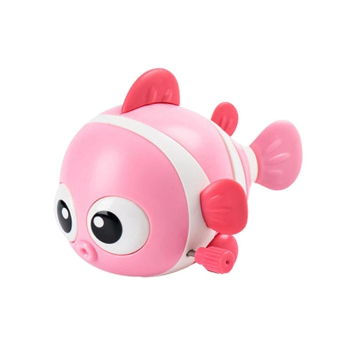 Jucarie model pestisor, pentru copii, rotita mers inainte, Alb/roz, 9 cm, dalimag