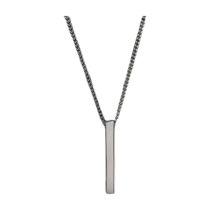 Lant pentru Barbati, Pandantiv Dreptunghiular, Argintiu