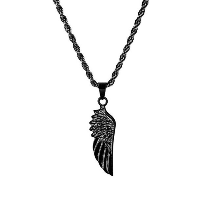Lant cu Aripa, Trendy Wing, Stainless-Steel, Negru