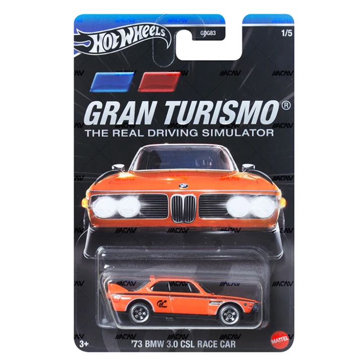 Метална количка Hot Wheels Gran Turismo, '73 BMW 3.0 CSL Race Car, 1:64, оранжев
