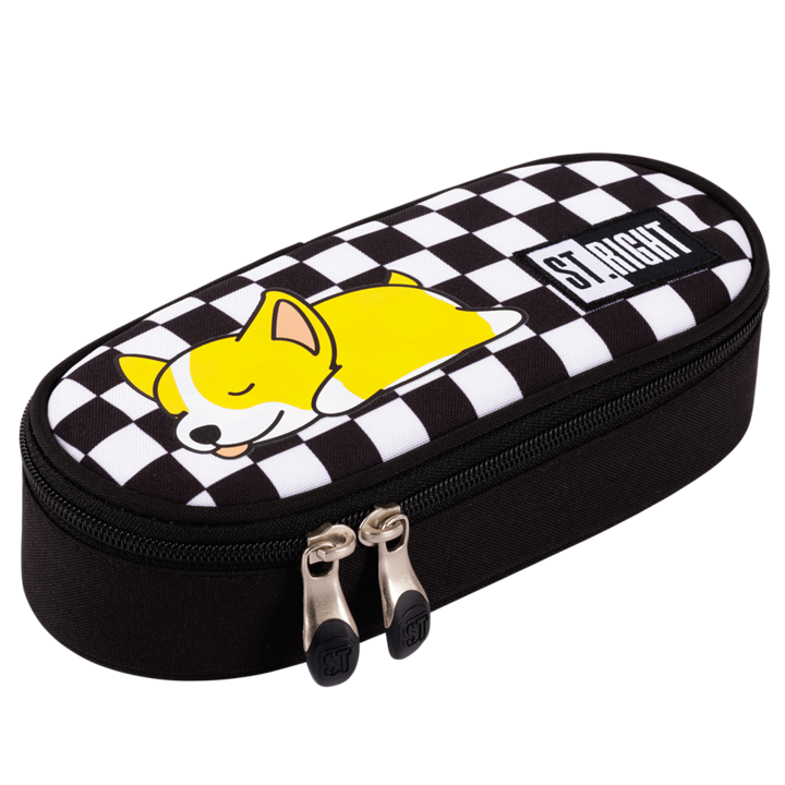 Penar borseta 1 compartiment, 1 extensie, oval, Majewski, Colectia Sleepy Corgi 2024, PC-01, 20.5x9.5x5 cm