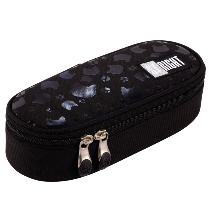 Penar borseta 1 compartiment, 1 extensie, oval, Majewski, Colectia Black Cats 2025, PC-01, 20.5x9.5x5 cm