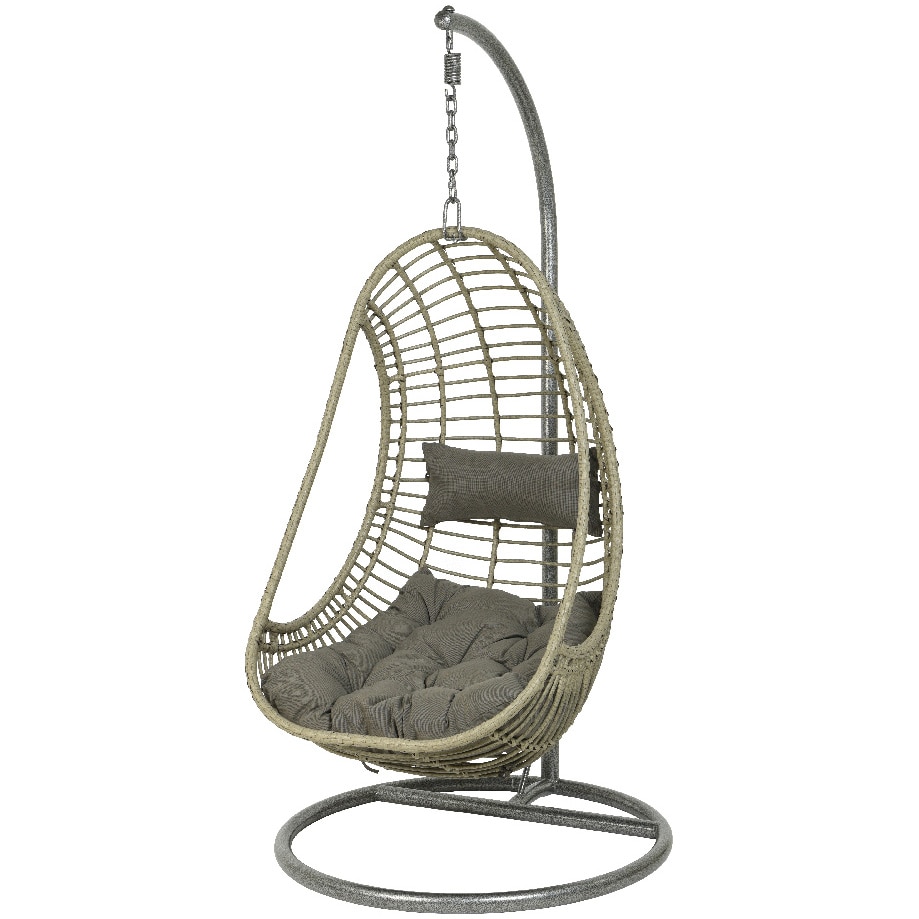 Balansoar gradina/terasa Riga Kaemingk, diametru 95 cm, inaltime 195 cm, rattan sintetic, gri
