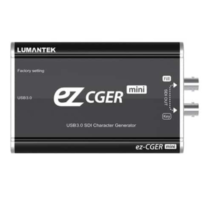 Grafikus rendszer Lumantek ez-CGER Mini Live HD-SDI USB Fill/Key és CG generátor Belső videofeldolgozás YCbCr 4:2:2 10 bit