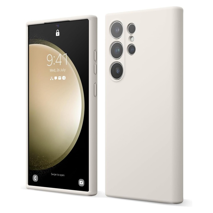 Калъф за Samsung Galaxy S24 Ultra Premium Silicone Daden®, Защита на камерата, Удароустойчив, Премиум качество, Бежов