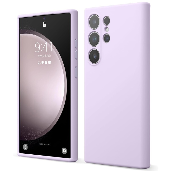 Premium Silicone Daden tok, Samsung Galaxy S24 Ultra-hoz, kameravédelem, ütésálló, prémium minőségű, lila