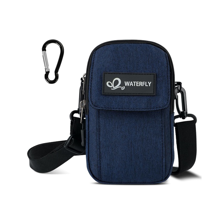 Sporttáska mobiltelefon táska, WATERFLY, Nylon, 5 rekeszes, 11x5x18cm, kék