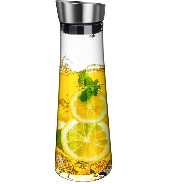 Carafa, WALALLA, Sticla, 1L, Transparent/Argintiu