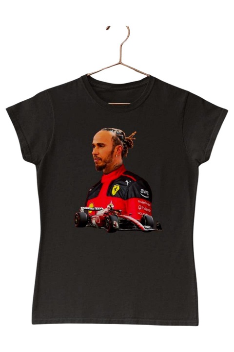 Lewis Hamilton Ferrari női póló, fekete, S