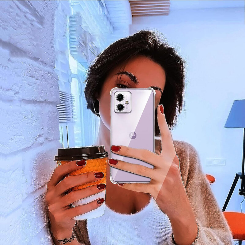 Husa protectie Mat-Tech compatibila cu Motorola Moto G54, Protectie Camera, Colturi anti-soc, Decupaje Precise, Rezistenta la impact, Margini ridicate pentru protectia ecranului, Transparenta