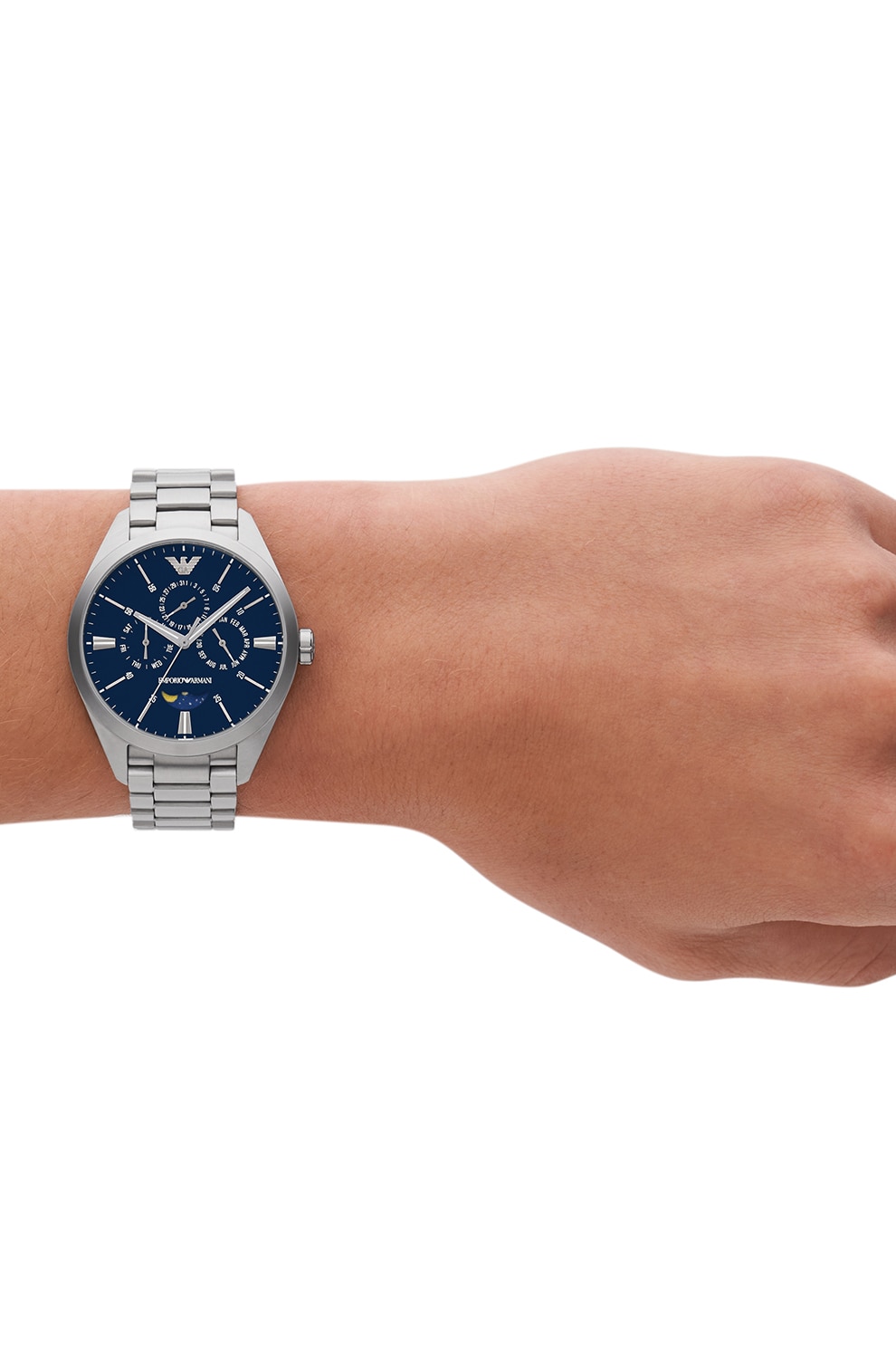 Emporio Armani, Часовник от неръждаема стомана, Сребрист - eMAG.bg