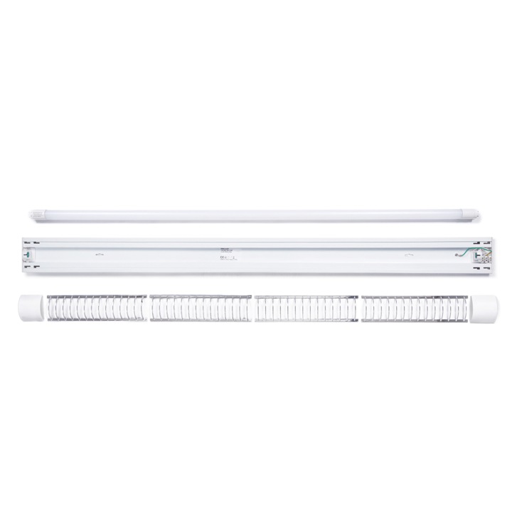 Kész: 1x R2 1x120cm-es felszíni lámpatest, Koloreno, + 1x 18W LED fénycső, hideg fehér (6000K)