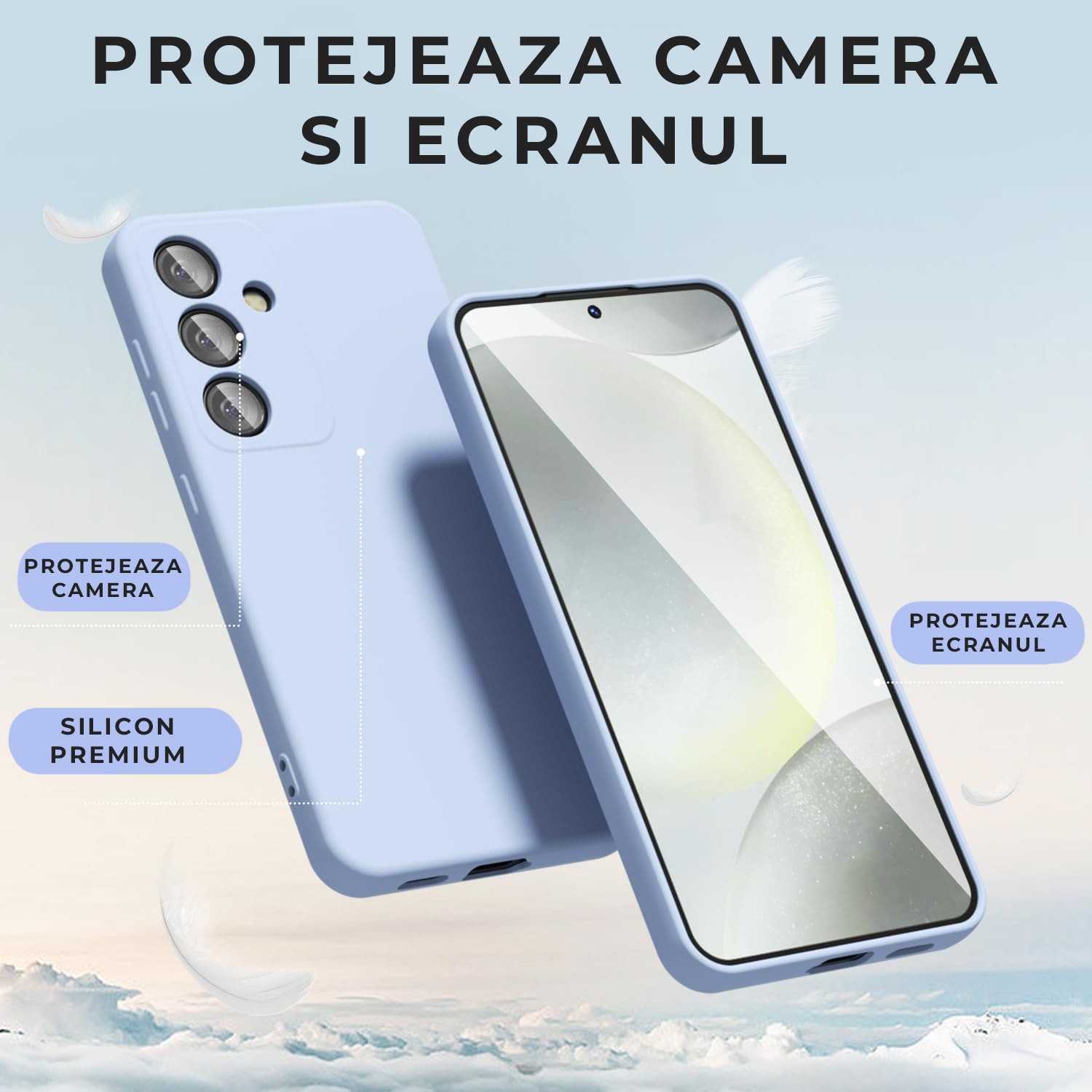 Husa pentru Samsung Galaxy S24 Premium Silicon Daden®, Protectie Camera, Antisoc, Calitate Premium, Albastru deschis