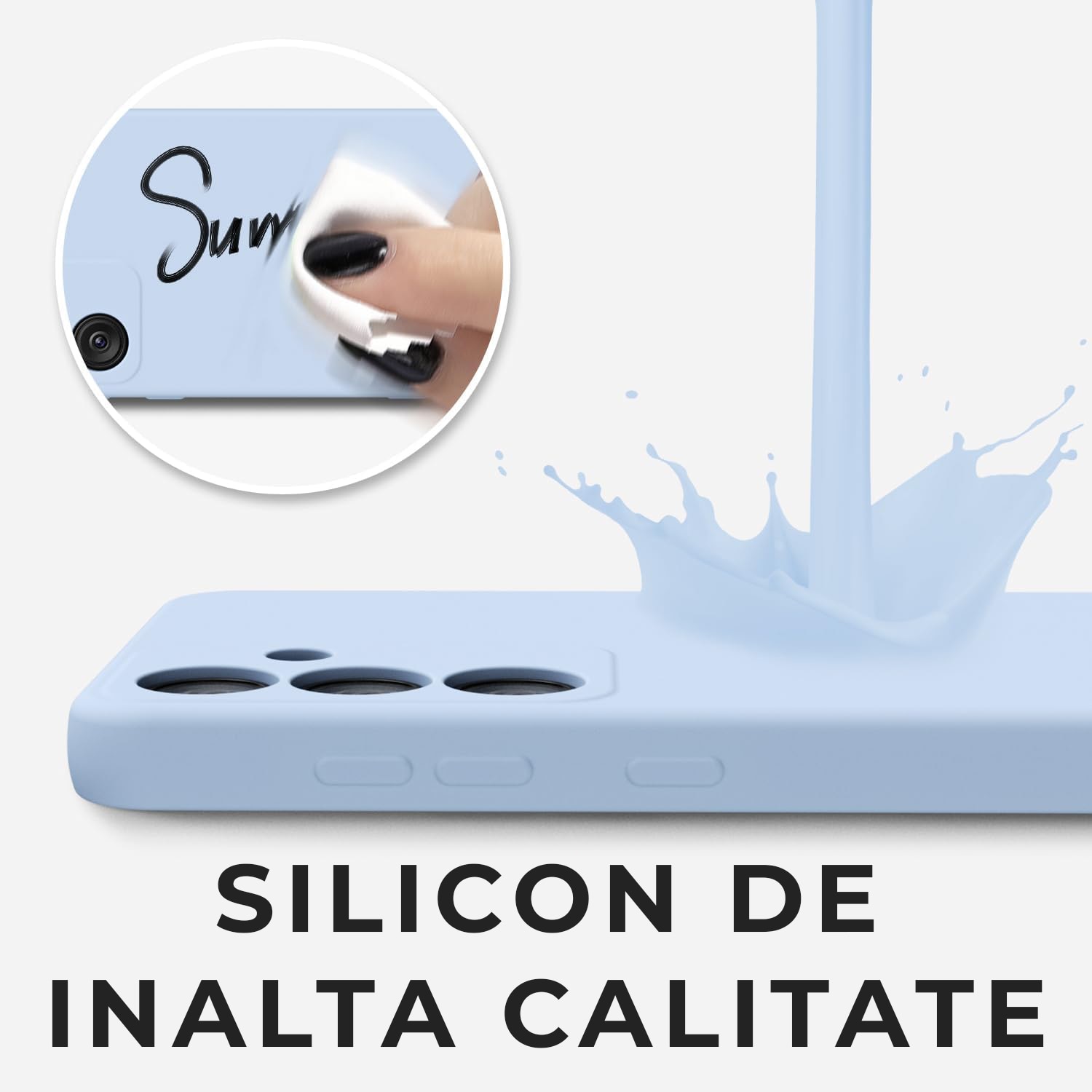 Husa pentru Samsung Galaxy S24 Premium Silicon Daden®, Protectie Camera, Antisoc, Calitate Premium, Albastru deschis