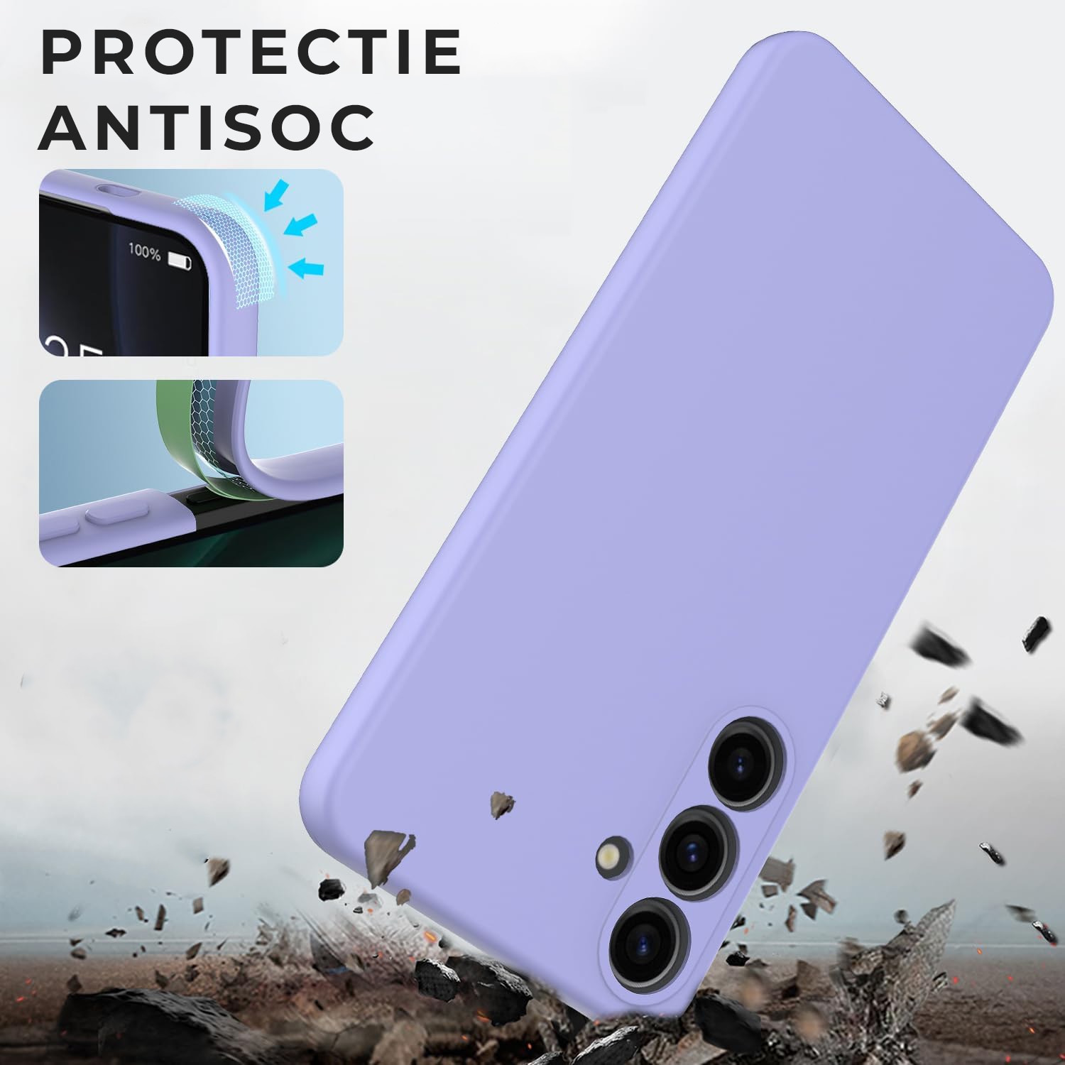 Husa pentru Samsung Galaxy S24 Premium Silicon Daden®, Protectie Camera, Antisoc, Calitate Premium, Liliac