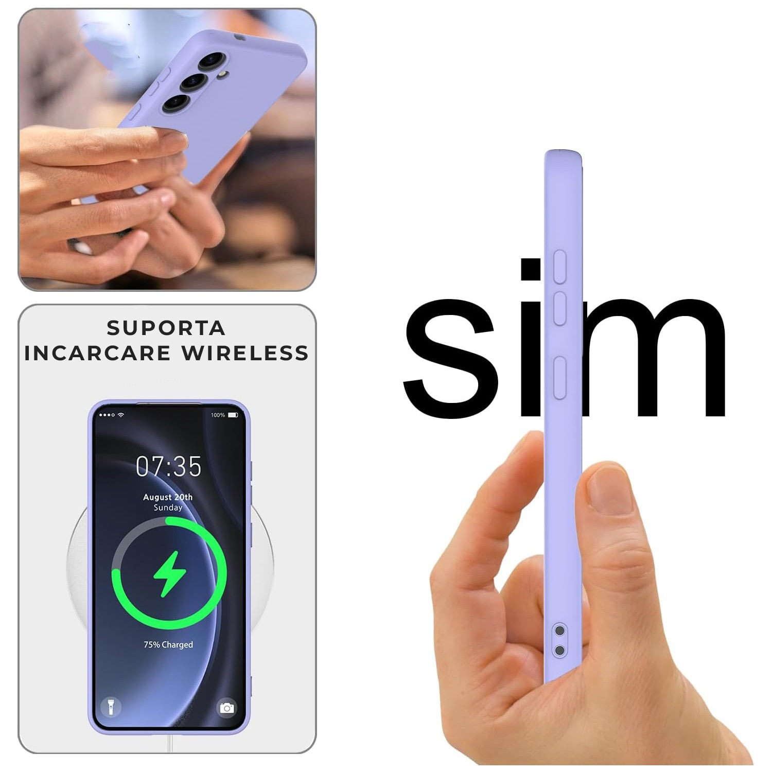 Husa pentru Samsung Galaxy S24 Premium Silicon Daden®, Protectie Camera, Antisoc, Calitate Premium, Liliac