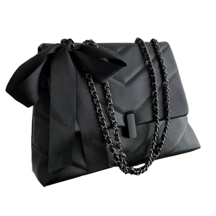 Dollcini, Дамска чанта през рамо, Стилна дамска чанта, Чанта от PU кожа, Ежедневна, Дамска чанта/Пътуване/Работа/Всеки ден, 424581_new01, Черна изтривалка