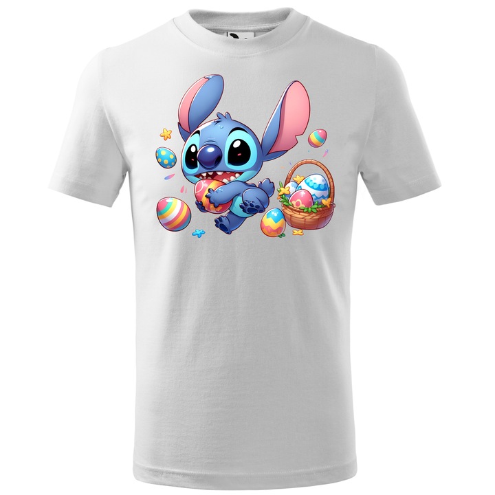 Tricou Paste, Personalizat Stitch M1, Bumbac 100%, Pentru Copii, Alb, 12 ani, 158 cm