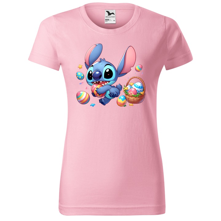 Tricou Paste, Personalizat Stitch M1, Bumbac 100%, Pentru Copii, Roz, 12 ani, 158 cm