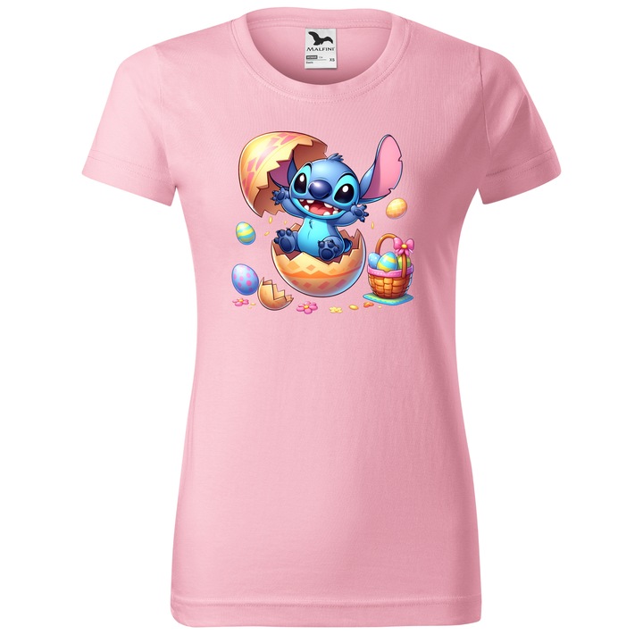Tricou Paste, Personalizat Stitch M2, Bumbac 100%, Pentru Copii, Roz, 12 ani, 158 cm