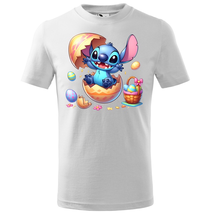 Tricou Paste, Personalizat Stitch M2, Bumbac 100%, Pentru Copii, Alb, 12 ani, 158 cm
