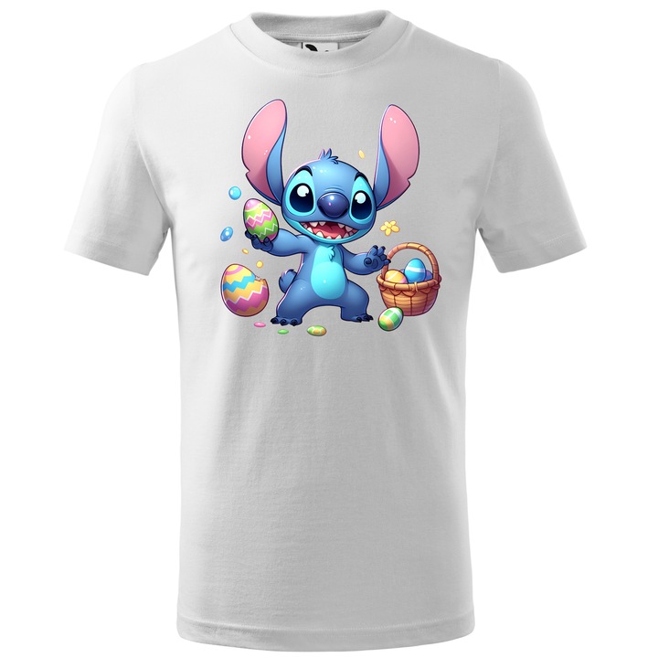 Tricou Paste, Personalizat Stitch M3, Bumbac 100%, Pentru Copii, Alb, 12 ani, 158 cm