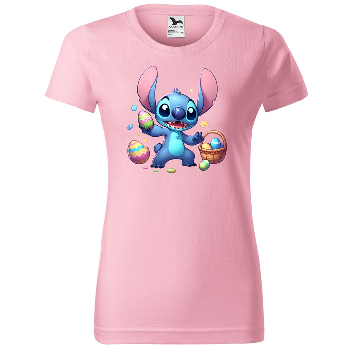 Tricou Paste, Personalizat Stitch M3, Bumbac 100%, Pentru Copii, Roz, 12 ani, 158 cm