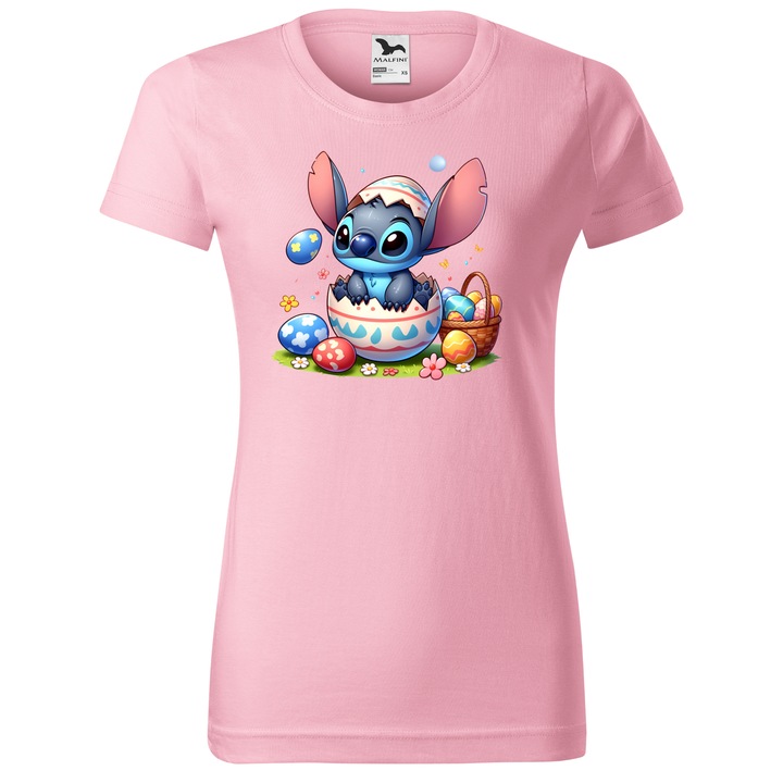Tricou Paste, Personalizat Stitch M4, Bumbac 100%, Pentru Copii, Roz, 12 ani, 158 cm