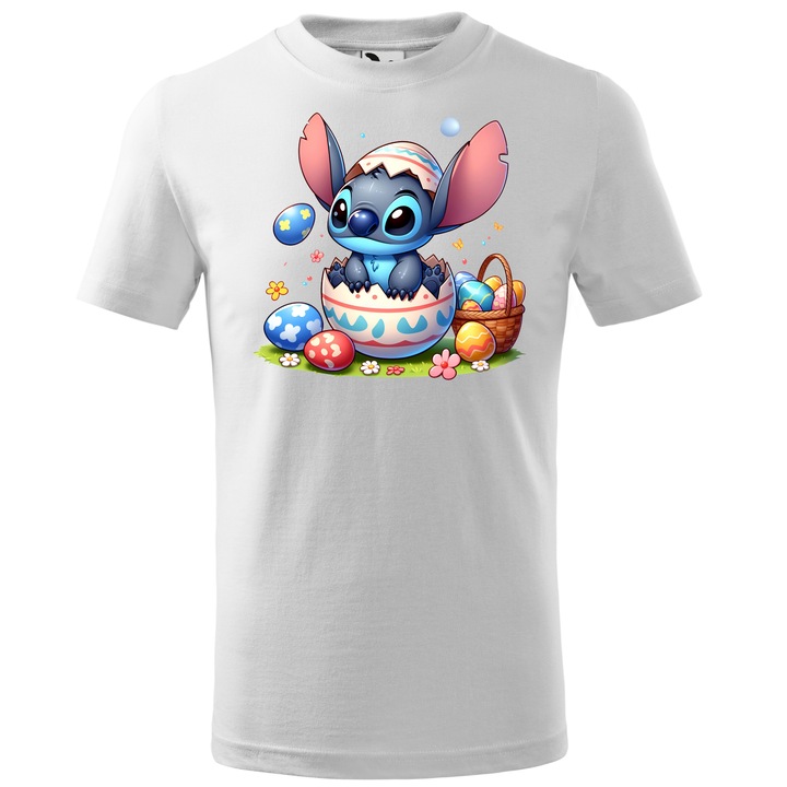 Tricou Paste, Personalizat Stitch M4, Bumbac 100%, Pentru Copii, Alb, 12 ani, 158 cm