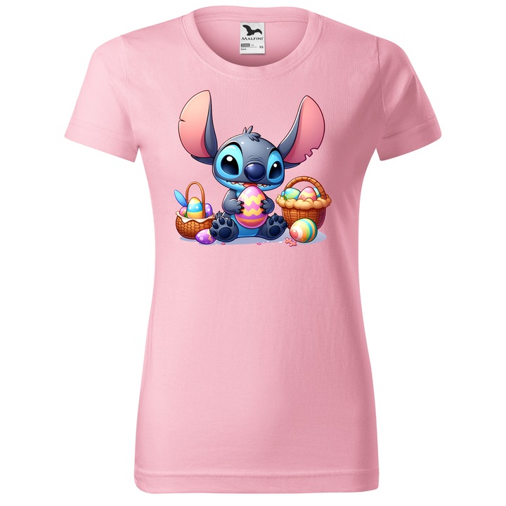 Tricou Paste, Personalizat Stitch M5, Bumbac 100%, Pentru Copii, Roz, 12 ani, 158 cm