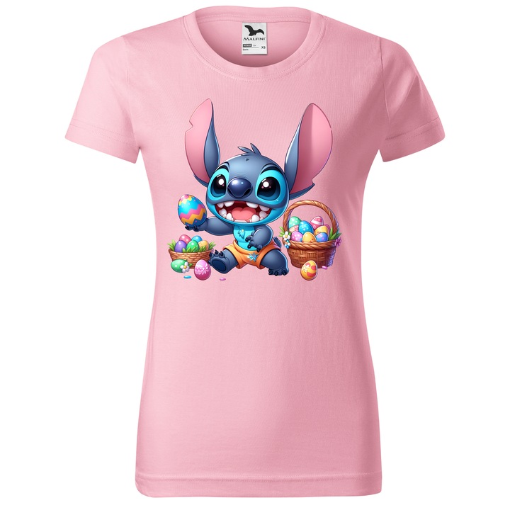 Tricou Paste, Personalizat Stitch M6, Bumbac 100%, Pentru Copii, Roz, 12 ani, 158 cm